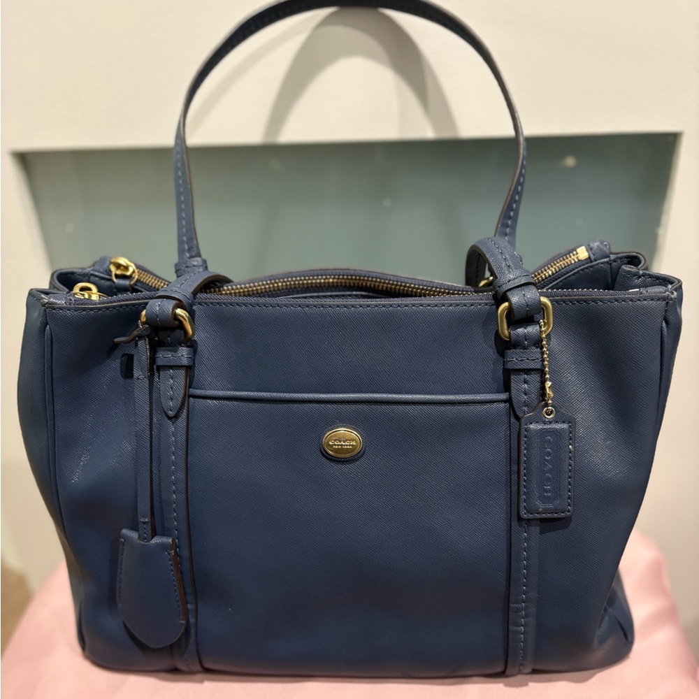 Vintage Coach Leather Peyton Jordan Double Zip Satchel.